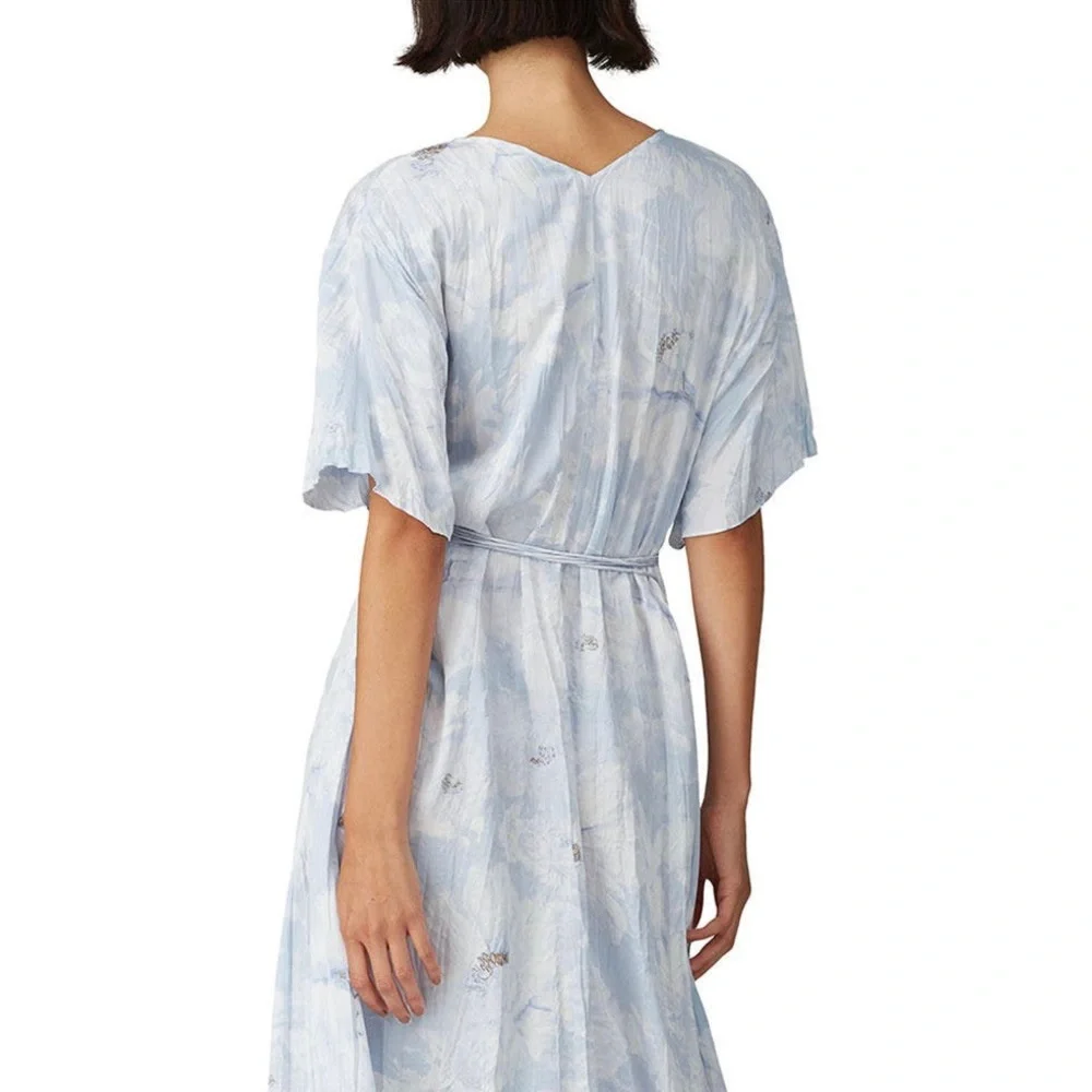 VINCE Painted Magnolia V-Neck Dress - Picture 4 of 11